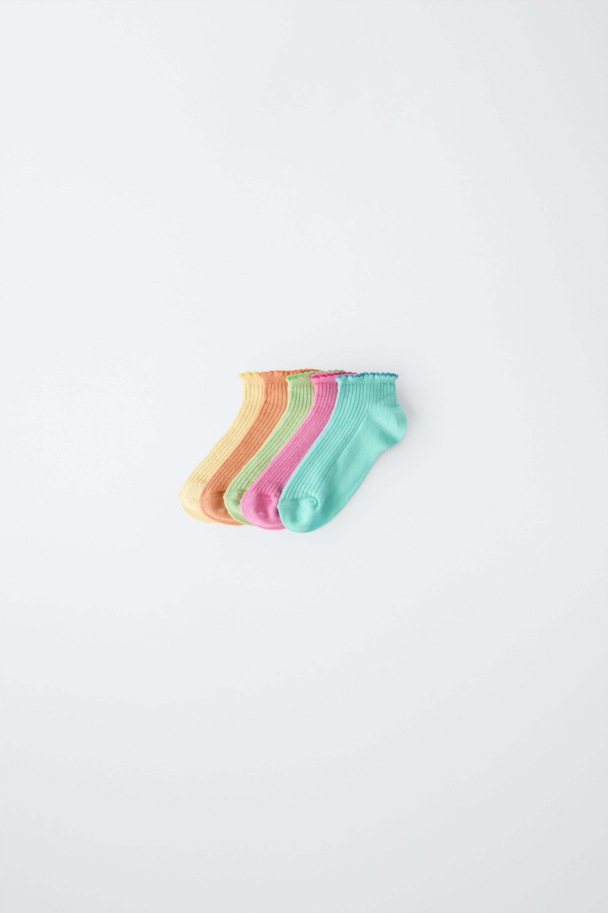 FIVE-PACK OF CONTRAST WAVE ANKLE SOCKS